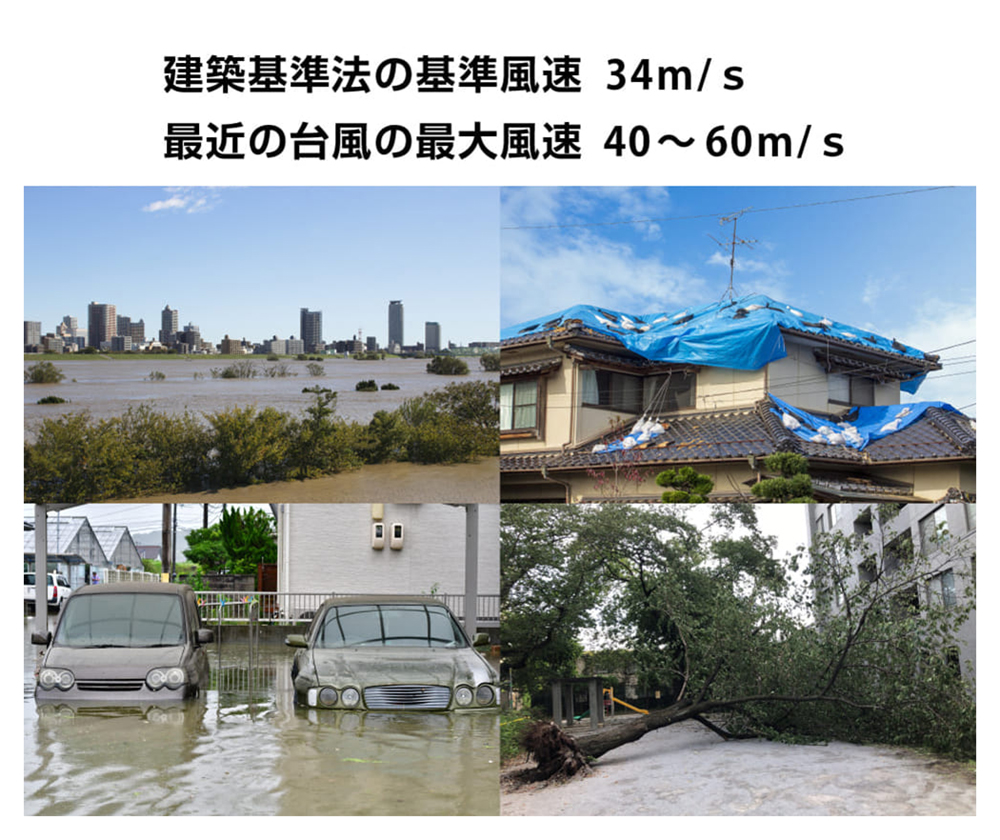 建築基準法の基準風速と実際の台風では乖離がある