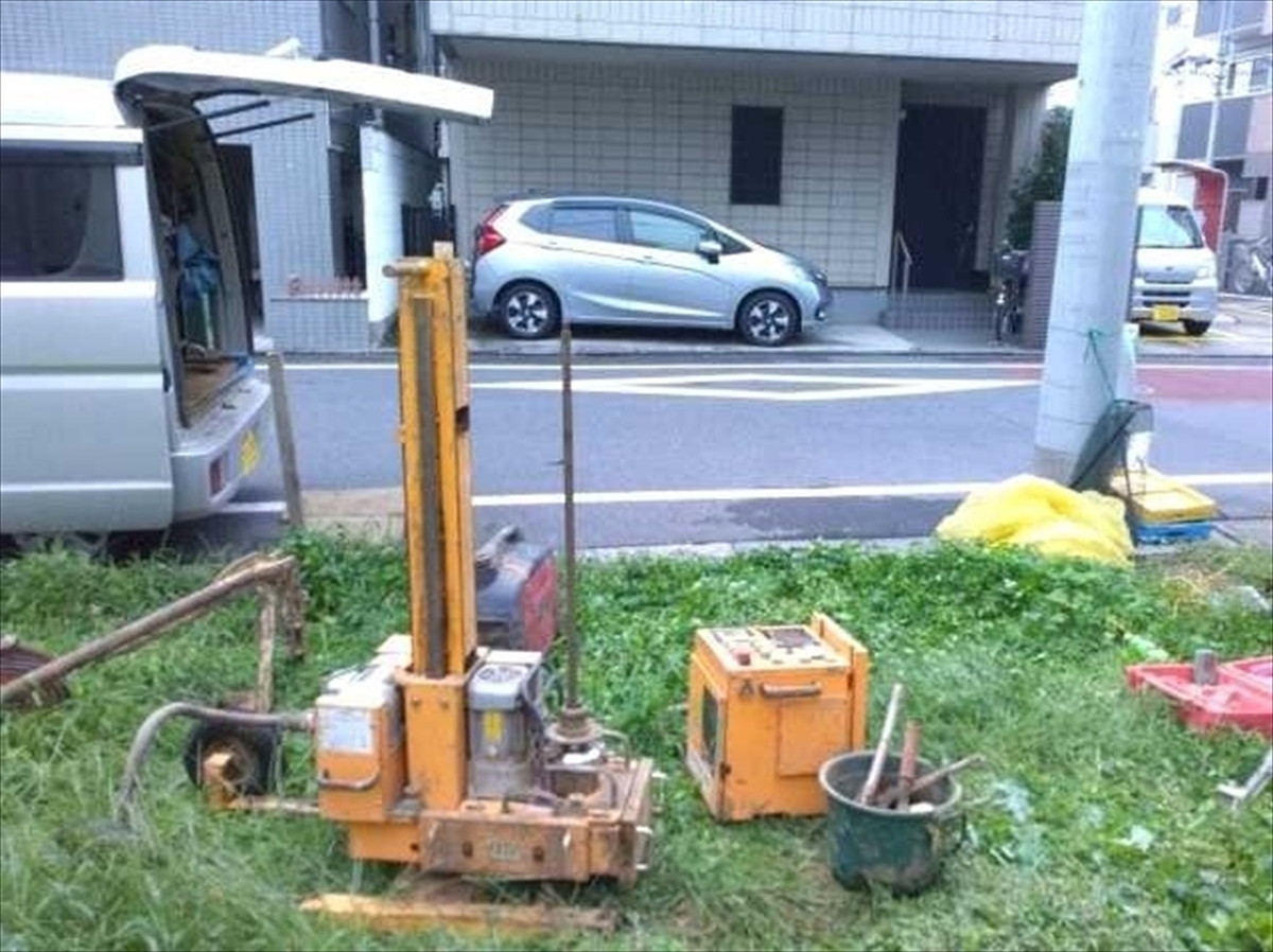 コトブキホームビルダー 目黒区目黒本町　新築　木造3階建て賃貸併用住宅　地盤調査